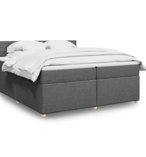 Boxspringbett mit Matratze Dunkelgrau 200x200 cm Stoff