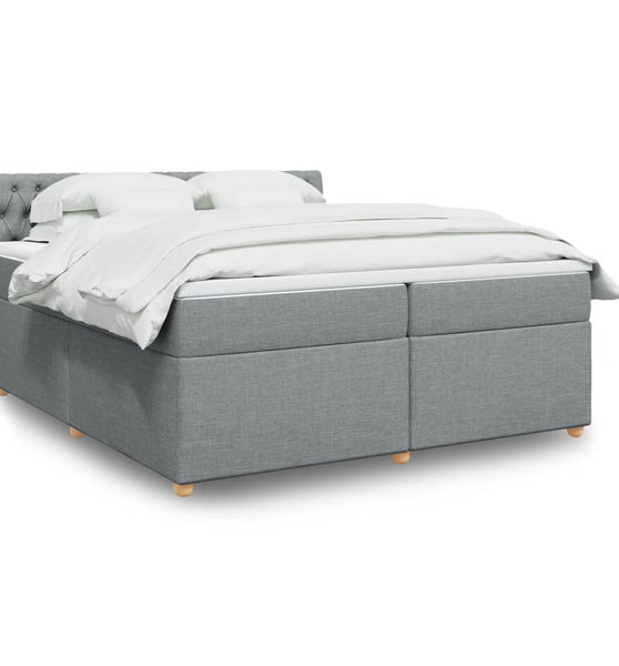 Boxspringbett mit Matratze Hellgrau 200x200 cm Stoff