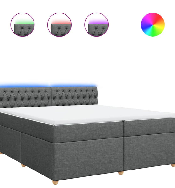 Boxspringbett mit Matratze Dunkelgrau 200x200 cm Stoff