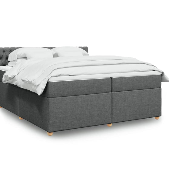 Boxspringbett mit Matratze Dunkelgrau 200x200 cm Stoff