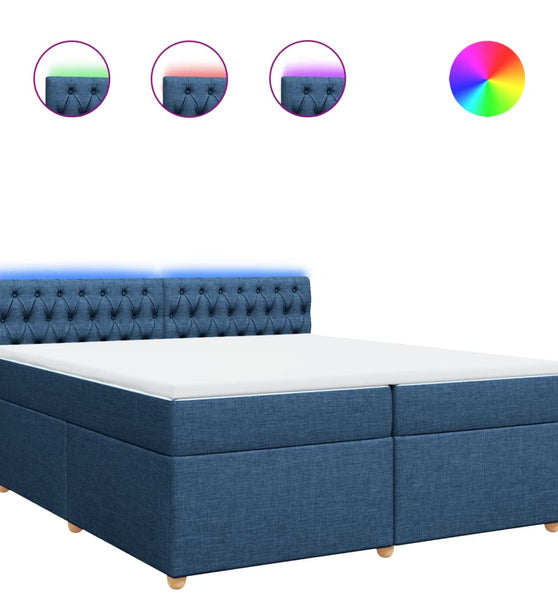 Boxspringbett mit Matratze Blau 200x200 cm Stoff