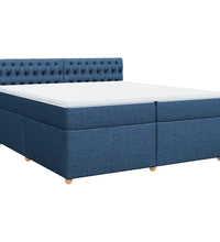 Boxspringbett mit Matratze Blau 200x200 cm Stoff