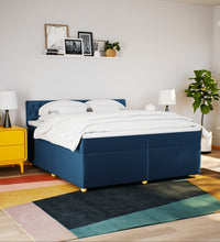 Boxspringbett mit Matratze Blau 200x200 cm Stoff