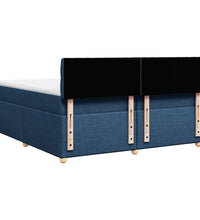 Boxspringbett mit Matratze Blau 200x200 cm Stoff