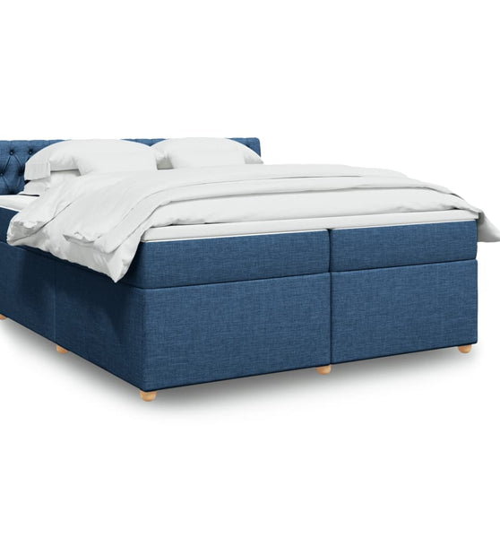 Boxspringbett mit Matratze Blau 200x200 cm Stoff