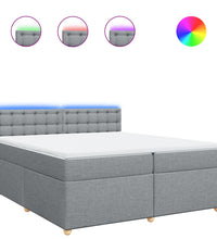 Boxspringbett mit Matratze Hellgrau 200x200 cm Stoff