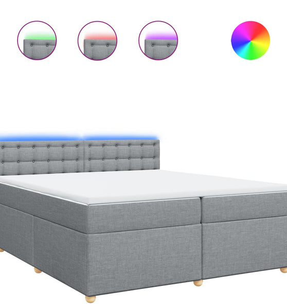 Boxspringbett mit Matratze Hellgrau 200x200 cm Stoff
