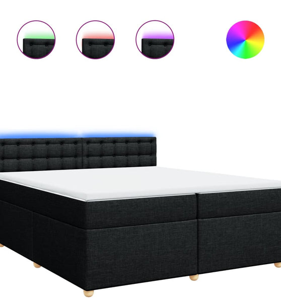 Boxspringbett mit Matratze Schwarz 200x200 cm Stoff