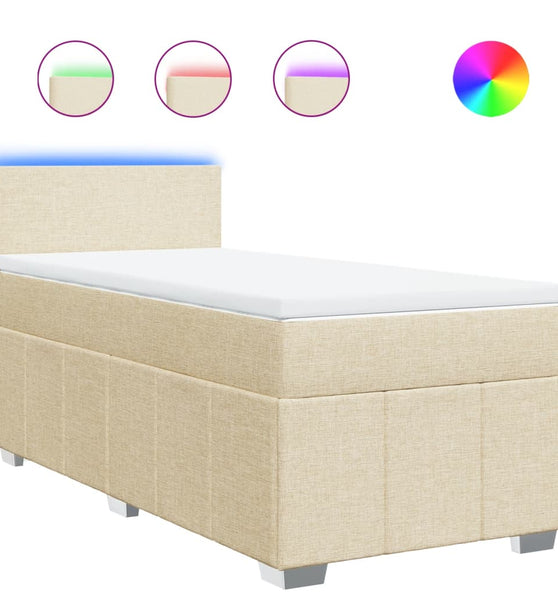 Boxspringbett mit Matratze Creme 80x200 cm Stoff