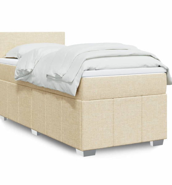 Boxspringbett mit Matratze Creme 80x200 cm Stoff