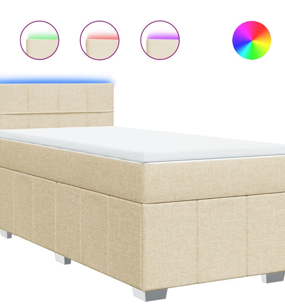 Boxspringbett mit Matratze Creme 80x200 cm Stoff
