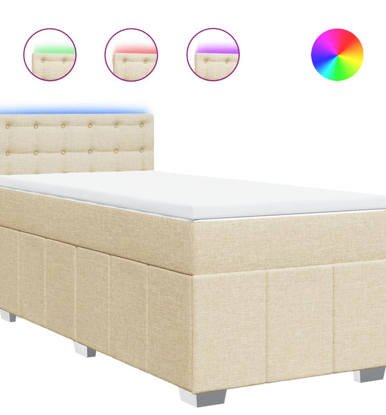 Boxspringbett mit Matratze Creme 80x200 cm Stoff
