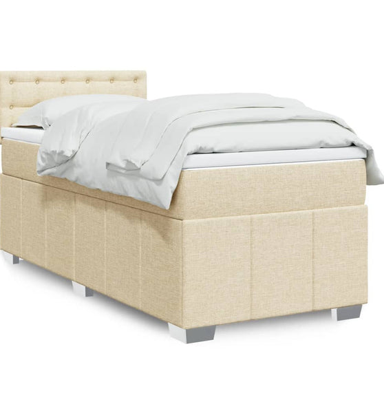 Boxspringbett mit Matratze Creme 80x200 cm Stoff