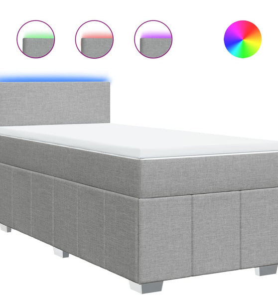 Boxspringbett mit Matratze Hellgrau 90x190 cm Stoff