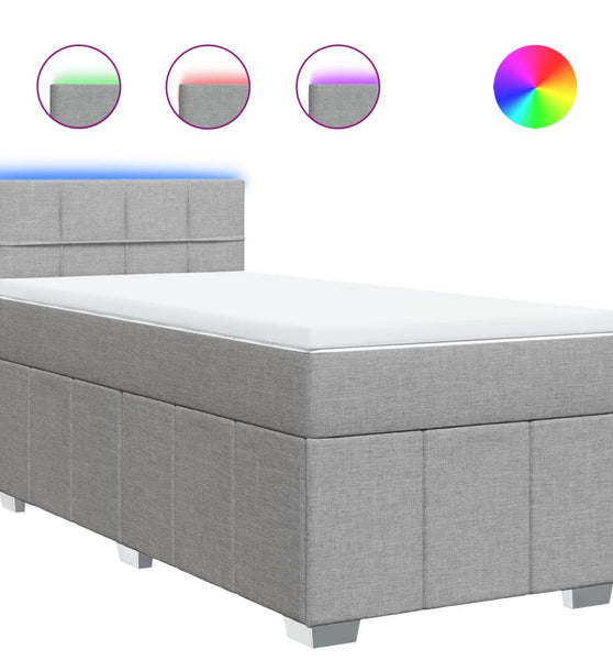 Boxspringbett mit Matratze Hellgrau 90x190 cm Stoff