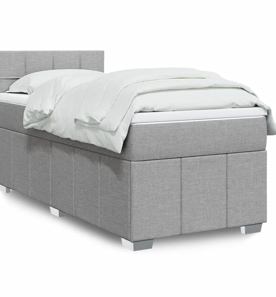 Boxspringbett mit Matratze Hellgrau 90x190 cm Stoff