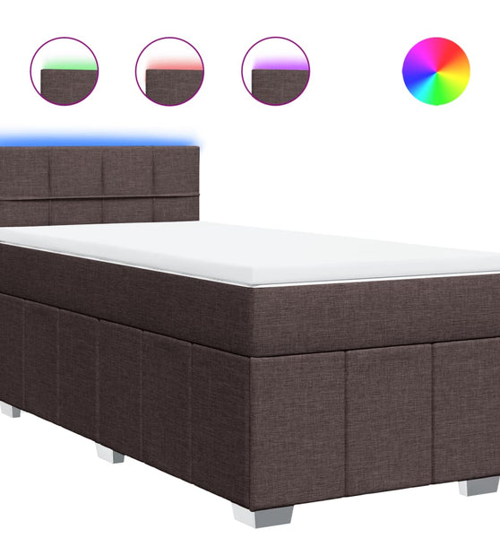 Boxspringbett mit Matratze Dunkelbraun 90x190 cm Stoff