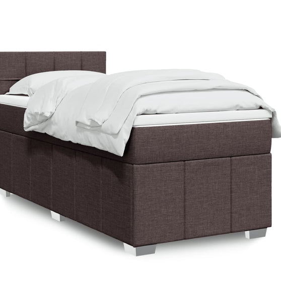 Boxspringbett mit Matratze Dunkelbraun 90x190 cm Stoff