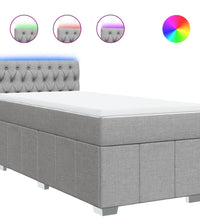 Boxspringbett mit Matratze Hellgrau 90x190 cm Stoff