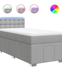 Boxspringbett mit Matratze Hellgrau 90x190 cm Stoff
