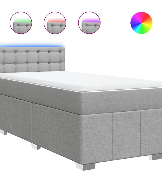 Boxspringbett mit Matratze Hellgrau 90x190 cm Stoff