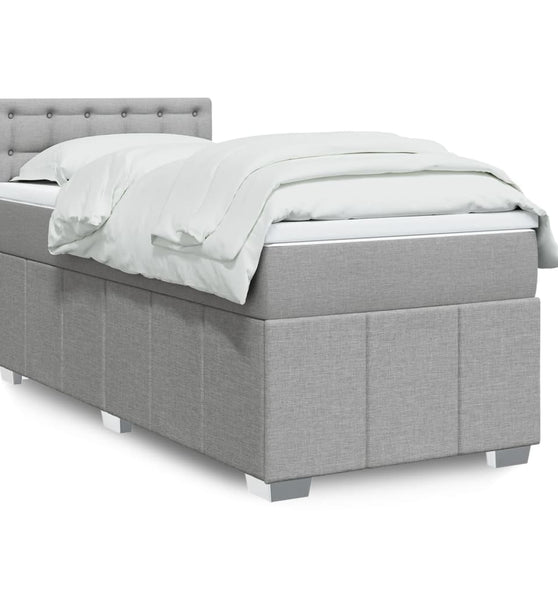 Boxspringbett mit Matratze Hellgrau 90x190 cm Stoff