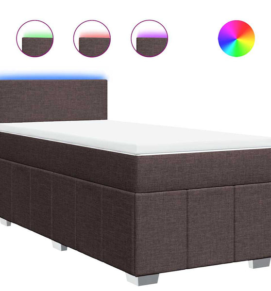 Boxspringbett mit Matratze Dunkelbraun 90x200 cm Stoff