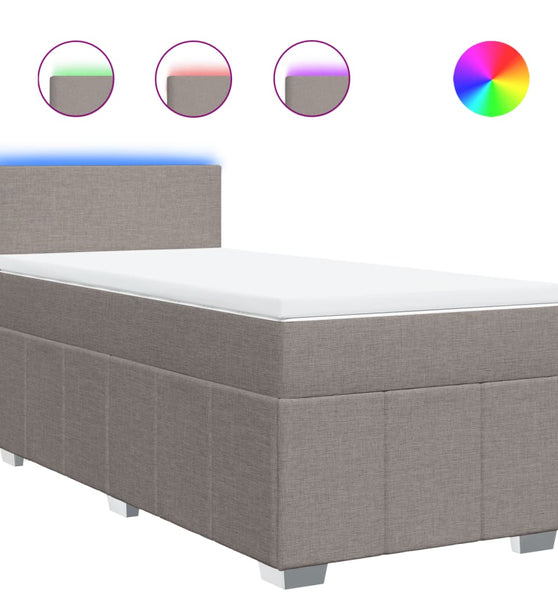 Boxspringbett mit Matratze Taupe 90x200 cm Stoff