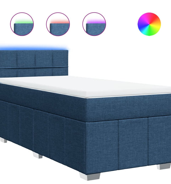 Boxspringbett mit Matratze Blau 90x200 cm Stoff