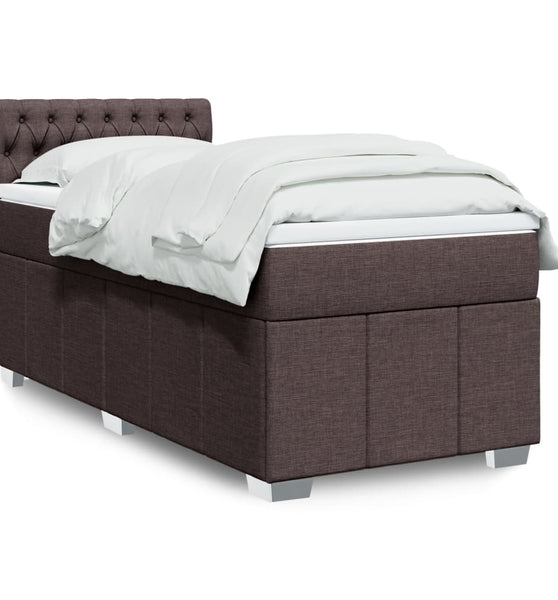 Boxspringbett mit Matratze Dunkelbraun 90x200 cm Stoff