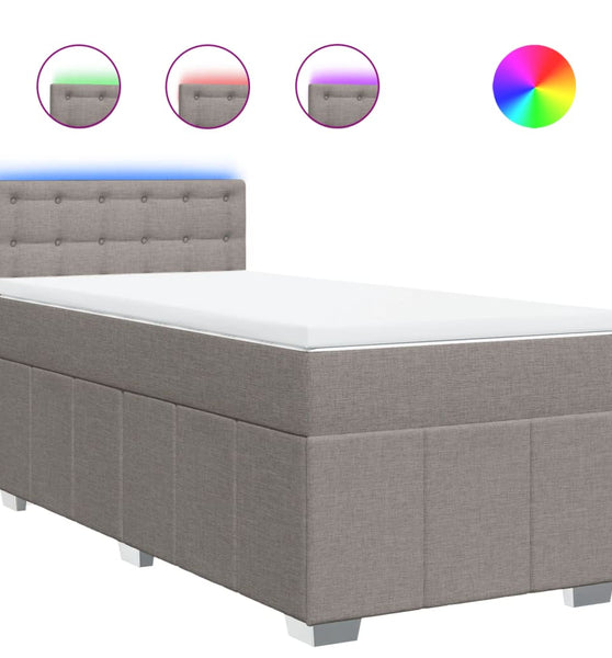 Boxspringbett mit Matratze Taupe 90x200 cm Stoff