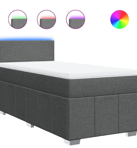 Boxspringbett mit Matratze Dunkelgrau 100x200 cm Stoff