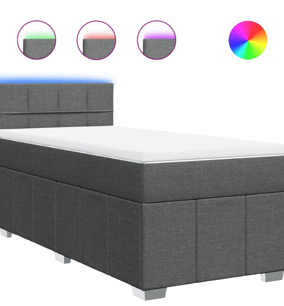 Boxspringbett mit Matratze Dunkelgrau 100x200 cm Stoff