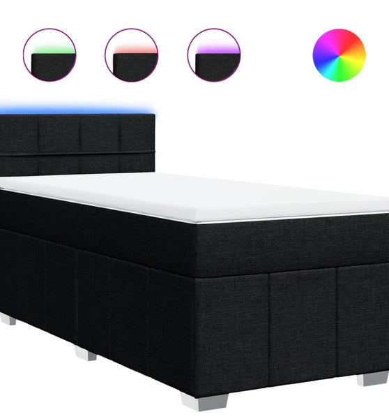 Boxspringbett mit Matratze Schwarz 100x200 cm Stoff