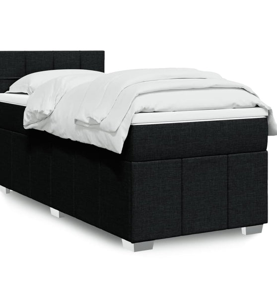Boxspringbett mit Matratze Schwarz 100x200 cm Stoff