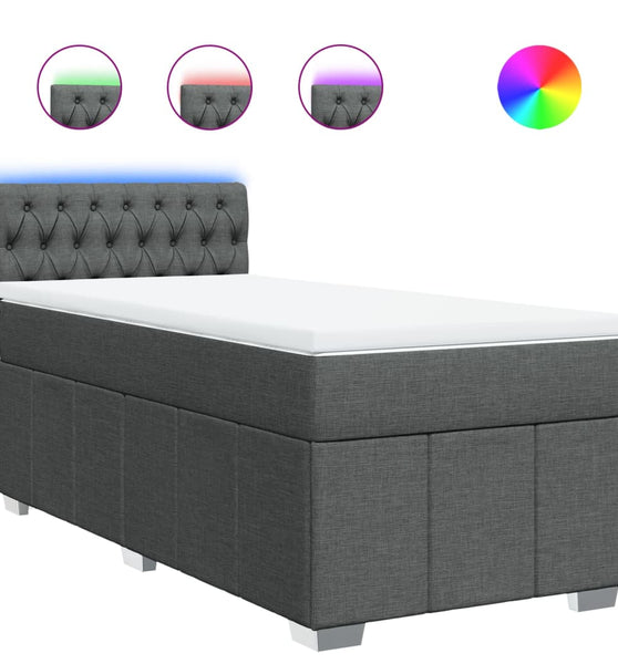 Boxspringbett mit Matratze Dunkelgrau 100x200 cm Stoff