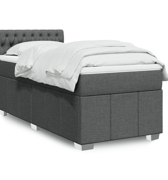 Boxspringbett mit Matratze Dunkelgrau 100x200 cm Stoff