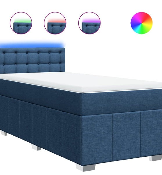 Boxspringbett mit Matratze Blau 100x200 cm Stoff