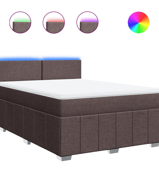 Boxspringbett mit Matratze Dunkelbraun 140x200 cm Stoff