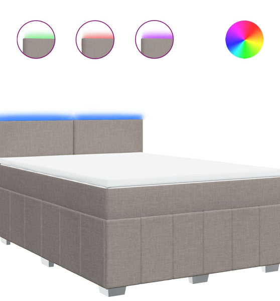 Boxspringbett mit Matratze Taupe 140x200 cm Stoff