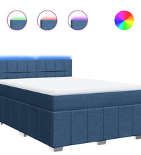 Boxspringbett mit Matratze Blau 140x200 cm Stoff