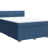Boxspringbett mit Matratze Blau 140x200 cm Stoff