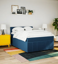 Boxspringbett mit Matratze Blau 140x200 cm Stoff