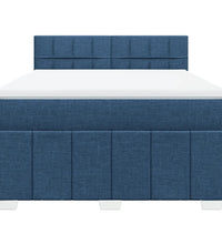 Boxspringbett mit Matratze Blau 140x200 cm Stoff