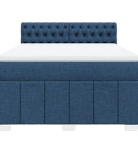 Boxspringbett mit Matratze Blau 140x200 cm Stoff