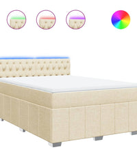 Boxspringbett mit Matratze Creme 160x200 cm Stoff