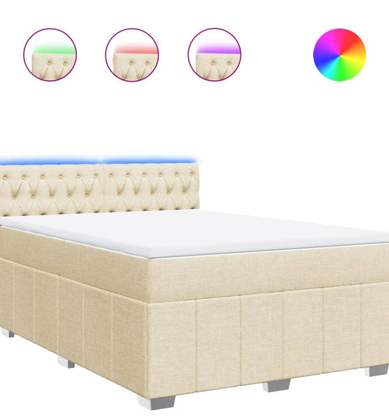 Boxspringbett mit Matratze Creme 160x200 cm Stoff