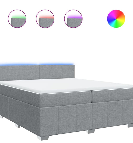Boxspringbett mit Matratze Hellgrau 200x200 cm Stoff