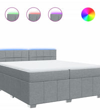 Boxspringbett mit Matratze Hellgrau 200x200 cm Stoff