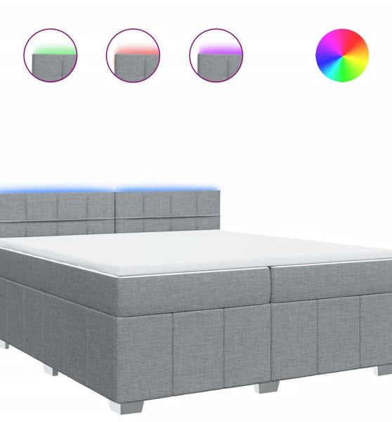 Boxspringbett mit Matratze Hellgrau 200x200 cm Stoff
